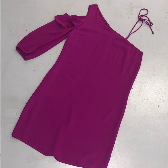 Skies Are Blue Fuchsia One Sleeve Dress - Picture 2 of 2